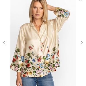 Johnny Was Silk Twill Blouse Size L NWT